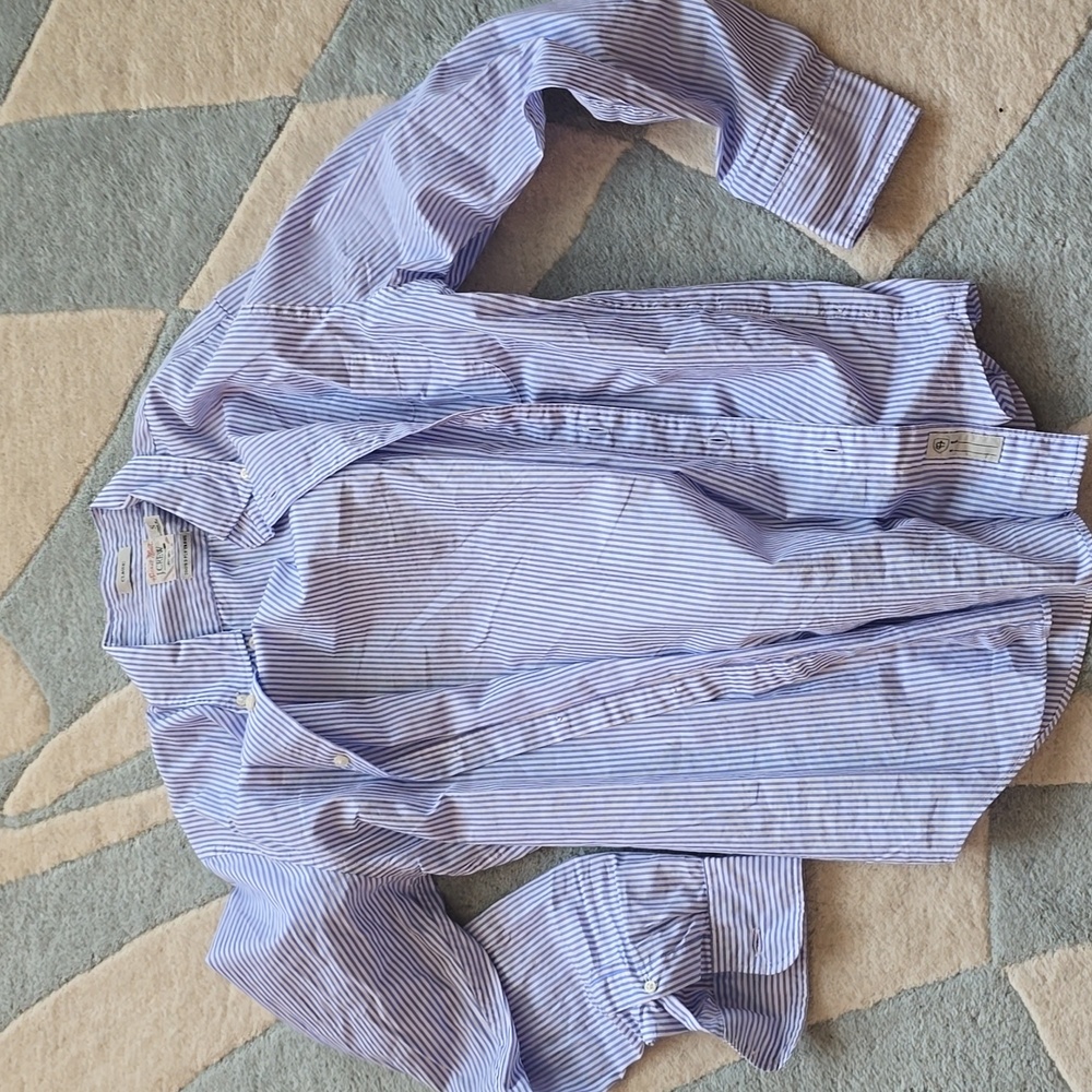 J. Crew Classic Blue and White Striped Shirt